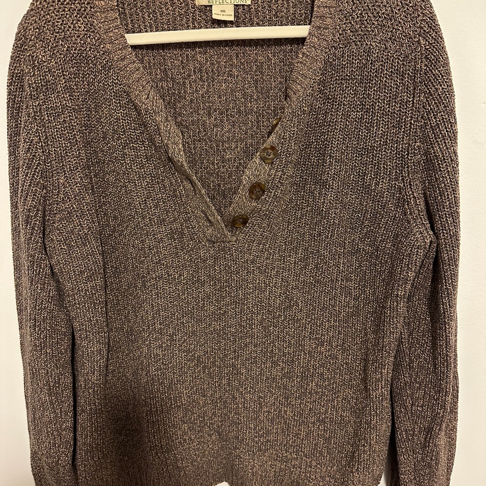 Natural Reflections XXL Tan Quarter button Sweater